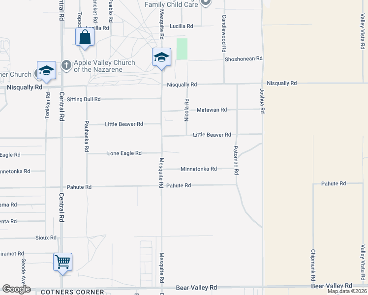 map of restaurants, bars, coffee shops, grocery stores, and more near 22980 Lone Eagle Court in Apple Valley
