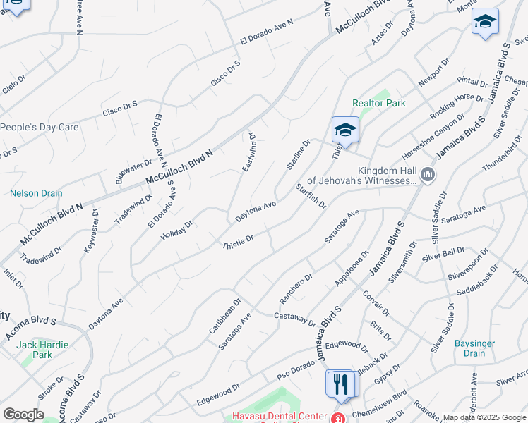 map of restaurants, bars, coffee shops, grocery stores, and more near 2910 Daytona Avenue in Lake Havasu City