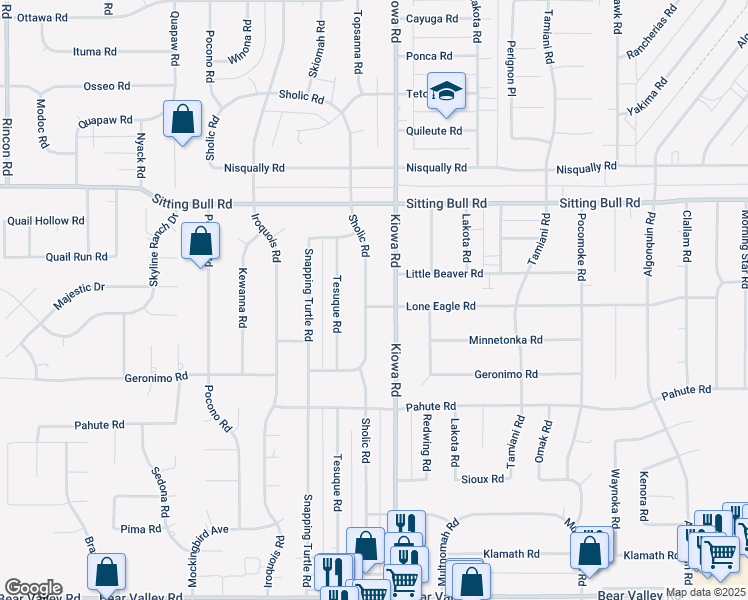 map of restaurants, bars, coffee shops, grocery stores, and more near 20862 Lone Eagle Road in Apple Valley