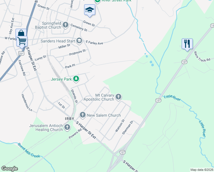map of restaurants, bars, coffee shops, grocery stores, and more near 446 State Road S-30-432 in Laurens