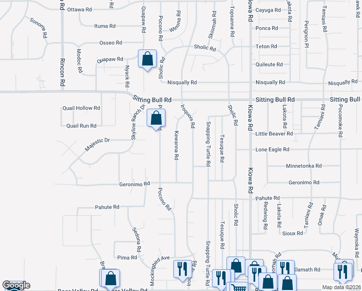 map of restaurants, bars, coffee shops, grocery stores, and more near 12680 Kewanna Road in Apple Valley