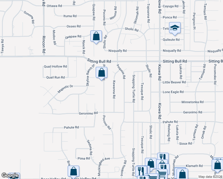 map of restaurants, bars, coffee shops, grocery stores, and more near 12680 Kewanna Rd in Apple Valley