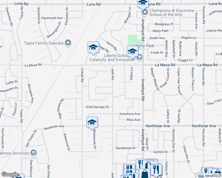 map of restaurants, bars, coffee shops, grocery stores, and more near 13489 Golden Sand Avenue in Victorville