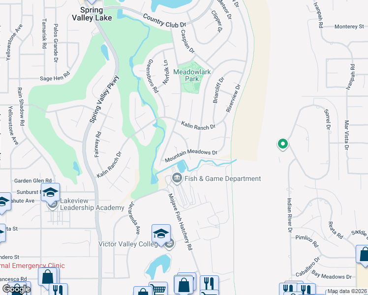 map of restaurants, bars, coffee shops, grocery stores, and more near 12698 Augusta Way in Victorville