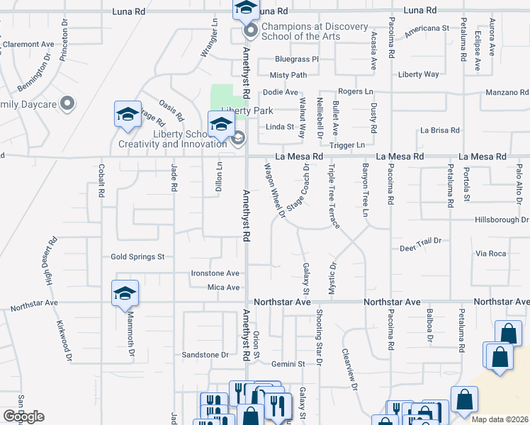 map of restaurants, bars, coffee shops, grocery stores, and more near 12738 Stage Coach Drive in Victorville