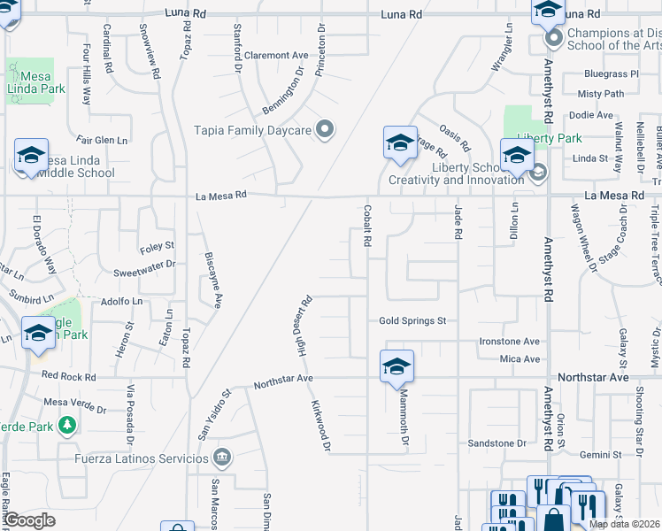 map of restaurants, bars, coffee shops, grocery stores, and more near 13218 Blue Mesa Court in Victorville