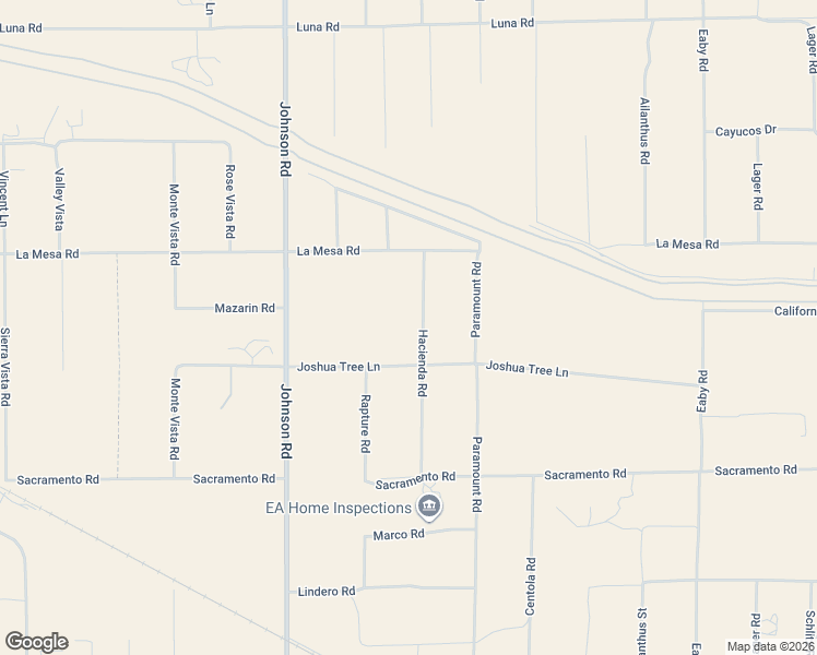 map of restaurants, bars, coffee shops, grocery stores, and more near 12780 Hacienda Road in Phelan