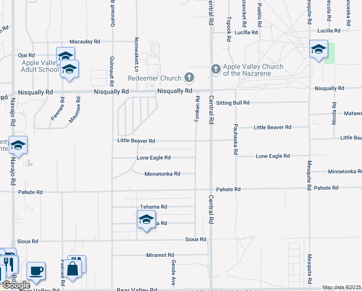 map of restaurants, bars, coffee shops, grocery stores, and more near 22379 Little Beaver Road in Apple Valley