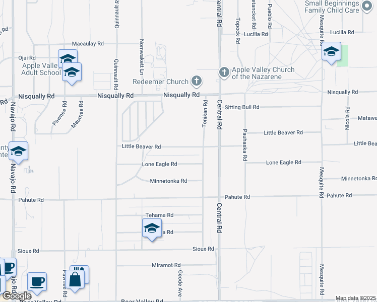map of restaurants, bars, coffee shops, grocery stores, and more near 22379 Little Beaver Road in Apple Valley