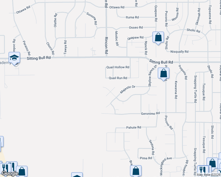 map of restaurants, bars, coffee shops, grocery stores, and more near 12633 Remington Road in Apple Valley