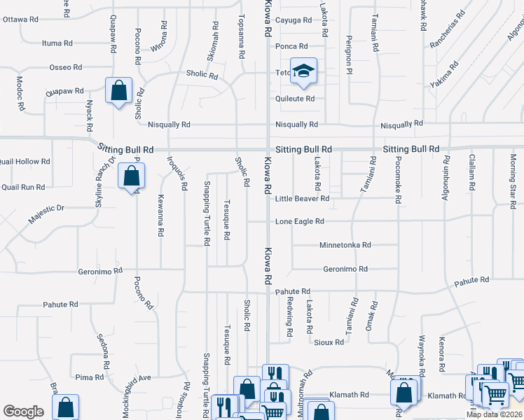 map of restaurants, bars, coffee shops, grocery stores, and more near 20862 Lone Eagle Road in Apple Valley