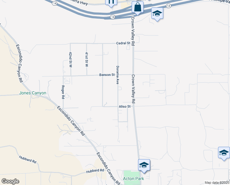map of restaurants, bars, coffee shops, grocery stores, and more near 32855 Dorama Avenue in Acton