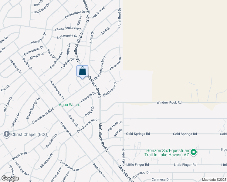 map of restaurants, bars, coffee shops, grocery stores, and more near 3970 Chickasaw Drive in Lake Havasu City