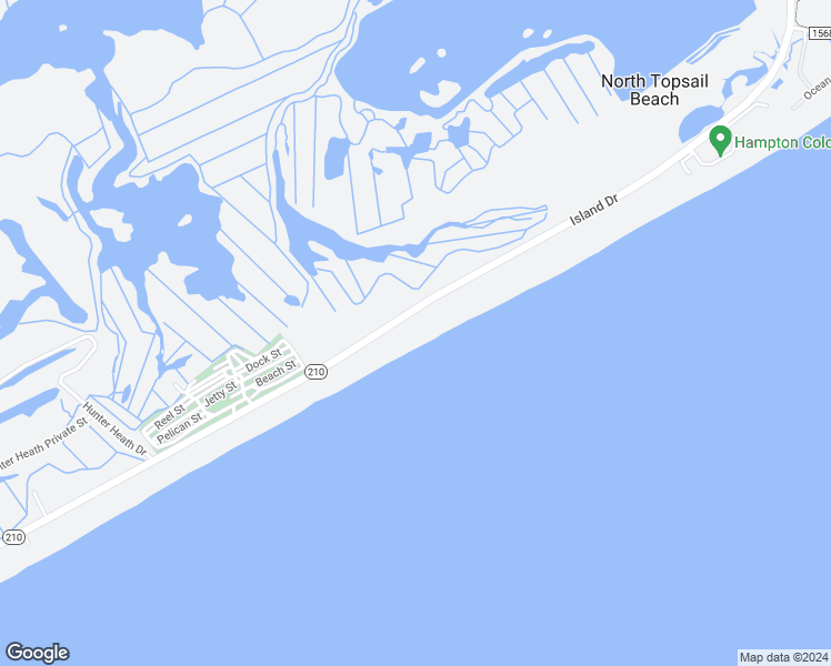 map of restaurants, bars, coffee shops, grocery stores, and more near 4196 Island Drive in North Topsail Beach