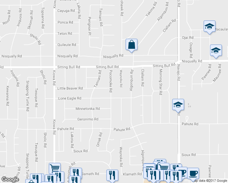 map of restaurants, bars, coffee shops, grocery stores, and more near 12707 Pocomoke Road in Apple Valley