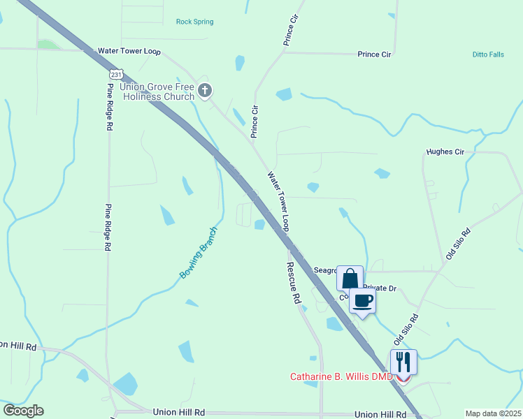 map of restaurants, bars, coffee shops, grocery stores, and more near 3903 U.S. 231 in Laceys Spring