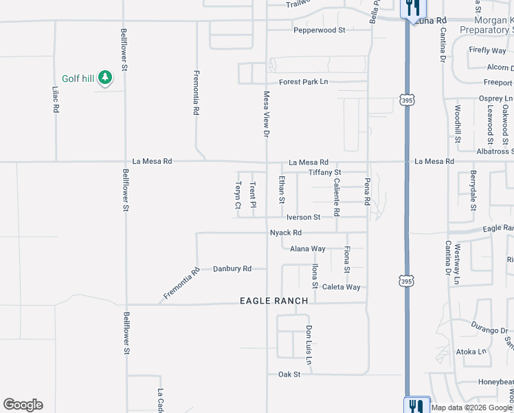 map of restaurants, bars, coffee shops, grocery stores, and more near 11655 Iverson Street in Victorville