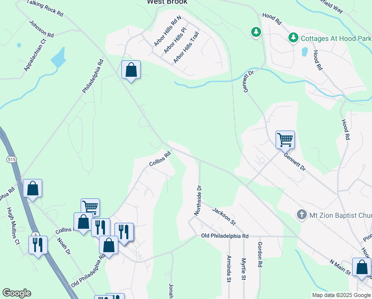 map of restaurants, bars, coffee shops, grocery stores, and more near 1656 Talking Rock Road in Jasper