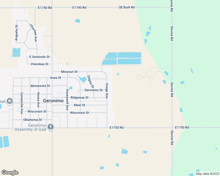 map of restaurants, bars, coffee shops, grocery stores, and more near 211 Osage Avenue in Geronimo