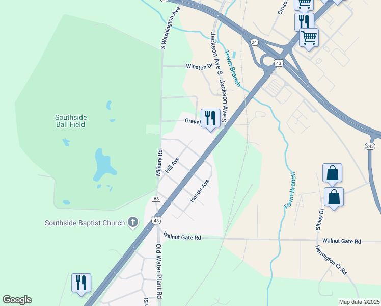 map of restaurants, bars, coffee shops, grocery stores, and more near 101-299 1st St S in Russellville