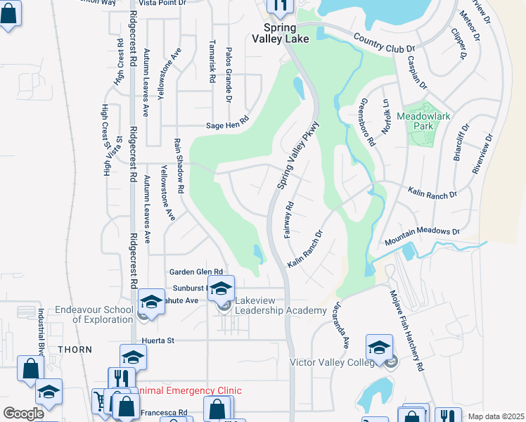 map of restaurants, bars, coffee shops, grocery stores, and more near 12780 Amberwood Lane in Victorville
