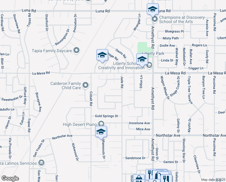 map of restaurants, bars, coffee shops, grocery stores, and more near 13437 Buggy Whip Court in Victorville