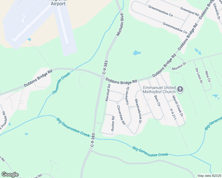 map of restaurants, bars, coffee shops, grocery stores, and more near 3211 Dobbins Bridge Road in Anderson