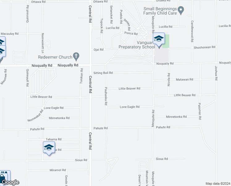 map of restaurants, bars, coffee shops, grocery stores, and more near 22634 Little Beaver Road in Apple Valley