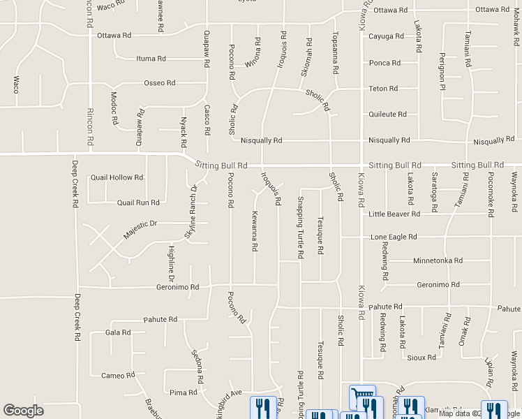 map of restaurants, bars, coffee shops, grocery stores, and more near 12750 Kewanna Road in Apple Valley