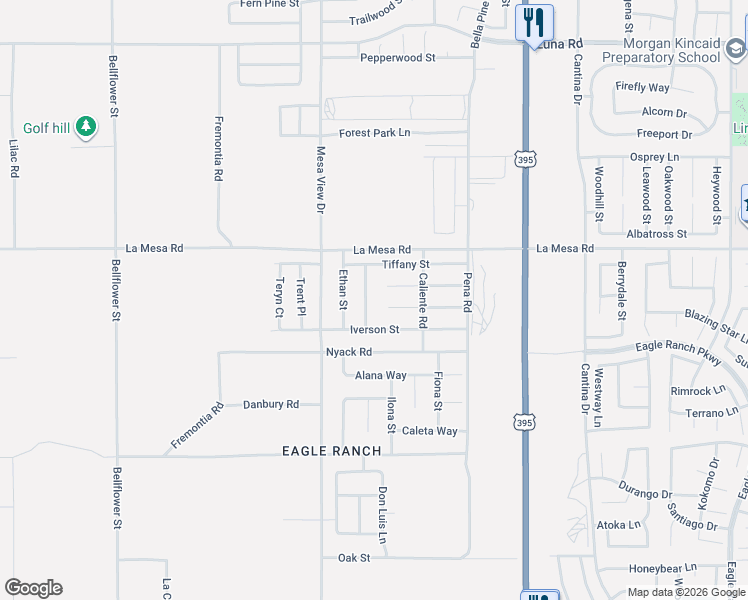 map of restaurants, bars, coffee shops, grocery stores, and more near 12808 Brandon Street in Victorville