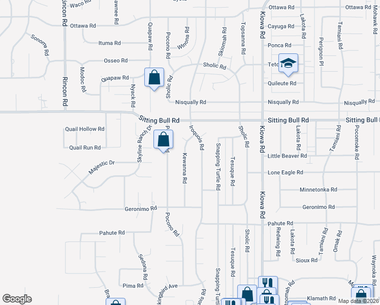 map of restaurants, bars, coffee shops, grocery stores, and more near 12737 Kewanna Road in Apple Valley