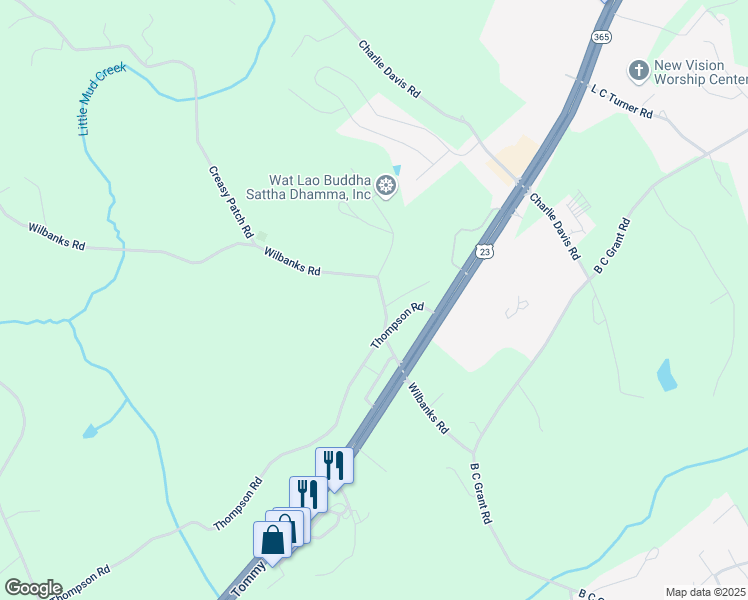 map of restaurants, bars, coffee shops, grocery stores, and more near 526 Wilbanks Road in Alto