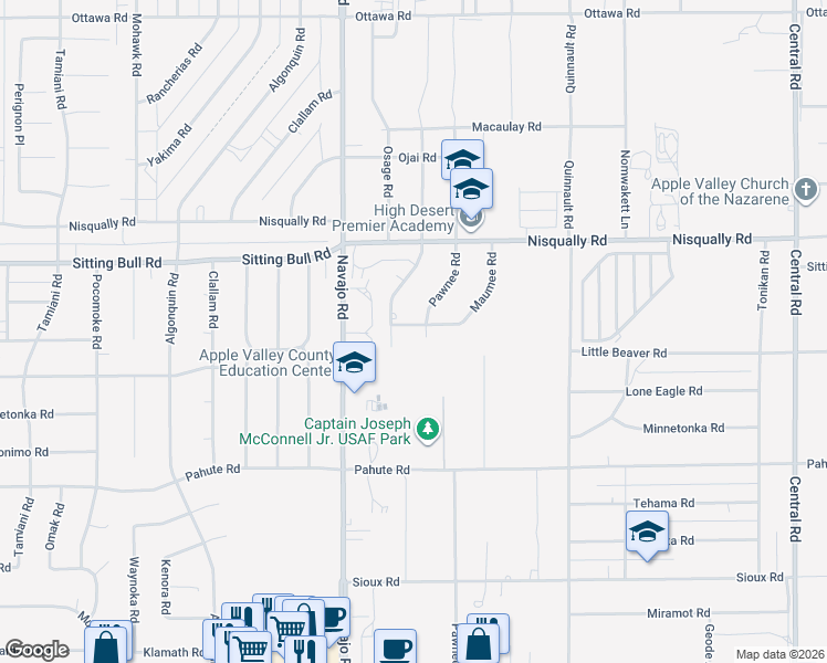 map of restaurants, bars, coffee shops, grocery stores, and more near 21815 Little Beaver Road in Apple Valley