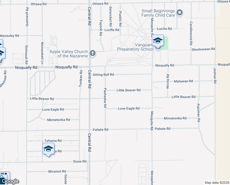 map of restaurants, bars, coffee shops, grocery stores, and more near 22634 Little Beaver Road in Apple Valley