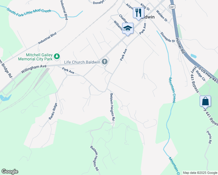 map of restaurants, bars, coffee shops, grocery stores, and more near 111 Davison Street in Baldwin
