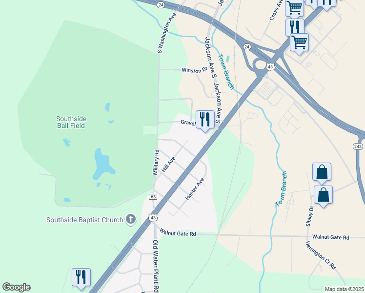map of restaurants, bars, coffee shops, grocery stores, and more near 299 1st St S in Russellville