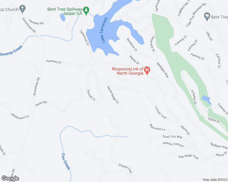 map of restaurants, bars, coffee shops, grocery stores, and more near 133 Stone Ridge Court in Jasper