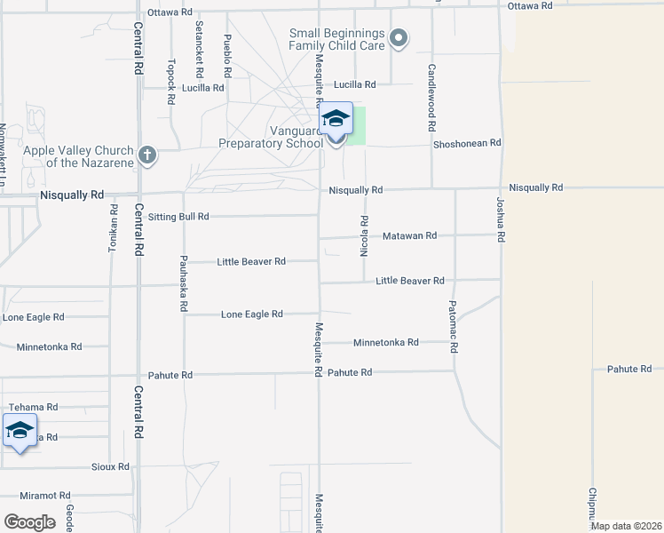 map of restaurants, bars, coffee shops, grocery stores, and more near 22915 Sitting Bull Road in Apple Valley