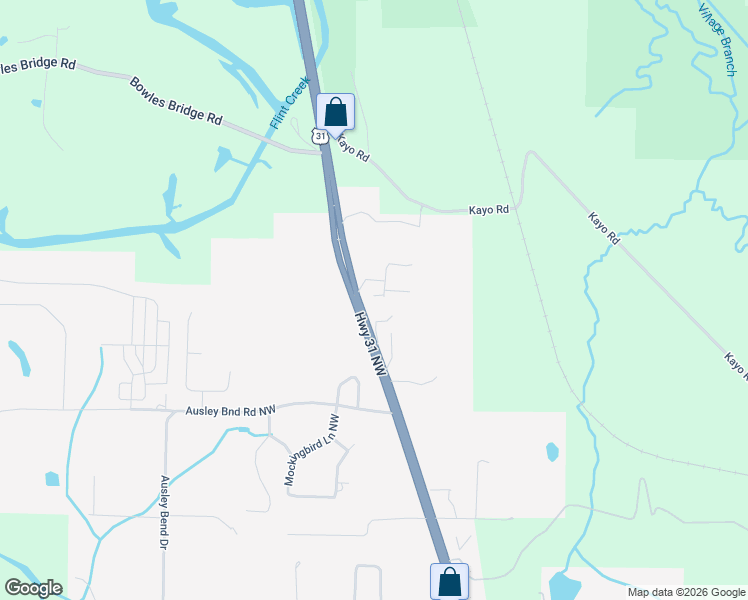 map of restaurants, bars, coffee shops, grocery stores, and more near 1312 Whipering Hills Circle in Hartselle