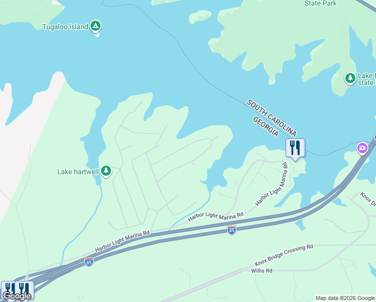 map of restaurants, bars, coffee shops, grocery stores, and more near 479 Lake Club Circle in Lavonia