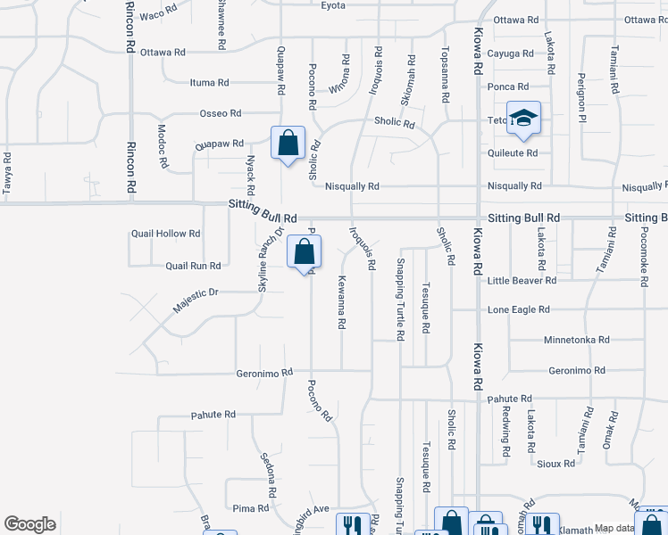 map of restaurants, bars, coffee shops, grocery stores, and more near 12750 Kewanna Road in Apple Valley