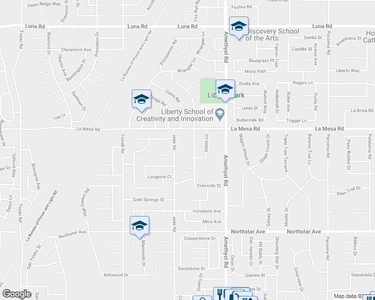 map of restaurants, bars, coffee shops, grocery stores, and more near 13551 Blue Sage Court in Victorville