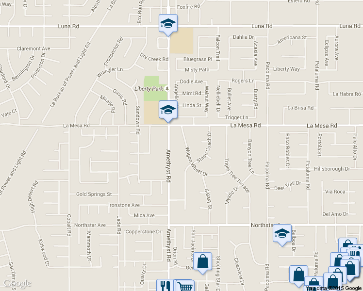 map of restaurants, bars, coffee shops, grocery stores, and more near 12826 Wagon Wheel Drive in Victorville