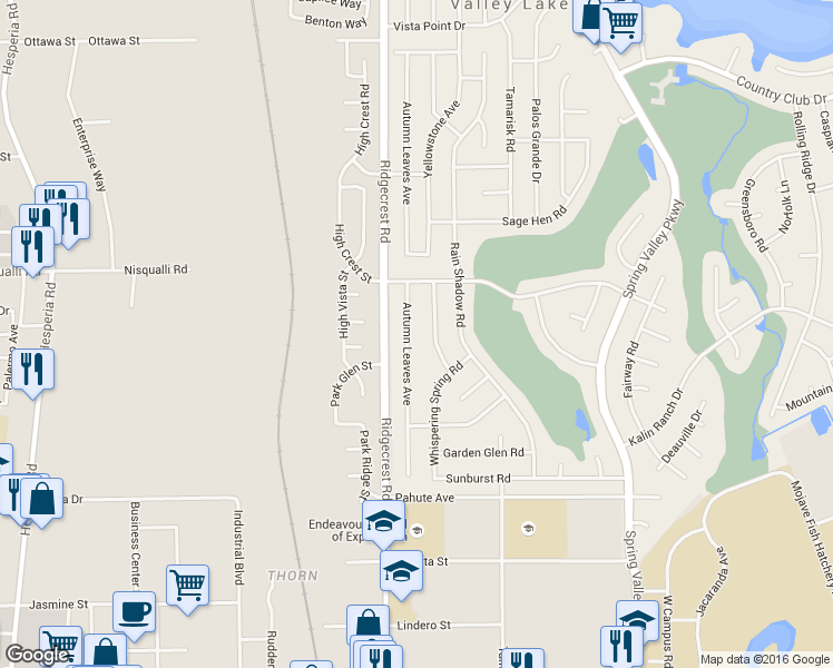 map of restaurants, bars, coffee shops, grocery stores, and more near 12785 Autumn Leaves Avenue in Victorville