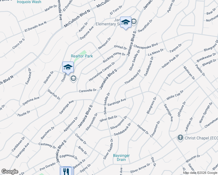 map of restaurants, bars, coffee shops, grocery stores, and more near 3261 Silver Saddle Drive in Lake Havasu City