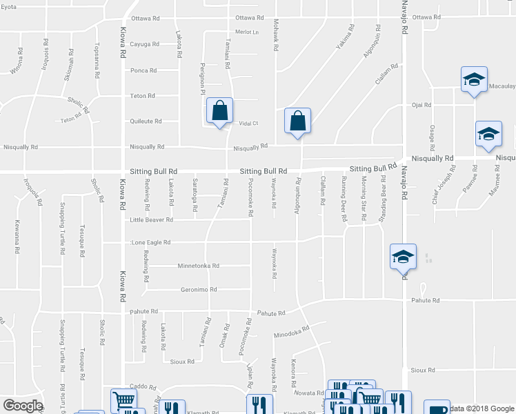 map of restaurants, bars, coffee shops, grocery stores, and more near 12765 Pocomoke Road in Apple Valley
