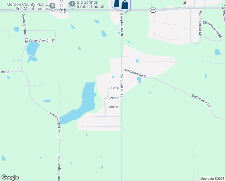 map of restaurants, bars, coffee shops, grocery stores, and more near 134 1st Street in Calhoun