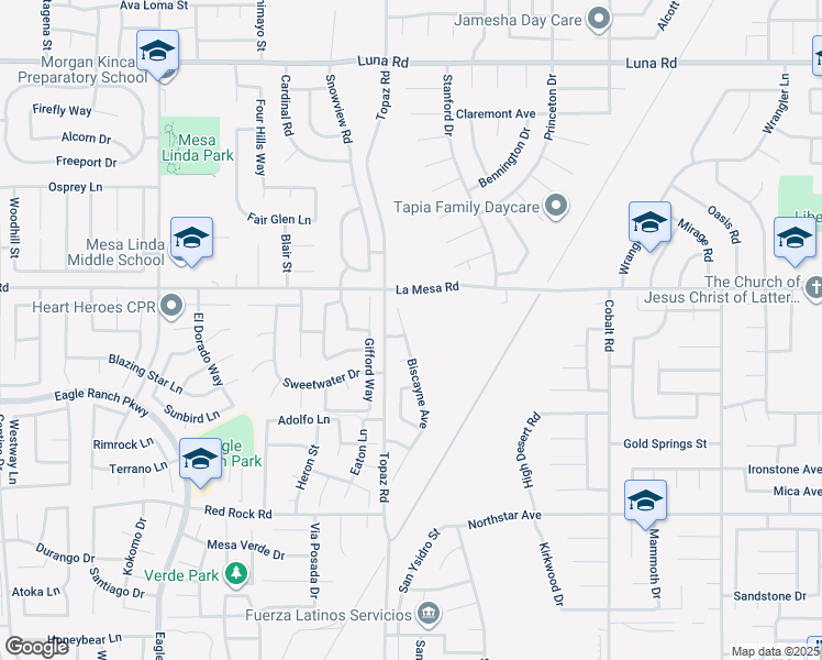 map of restaurants, bars, coffee shops, grocery stores, and more near 12833 Biscayne Avenue in Victorville
