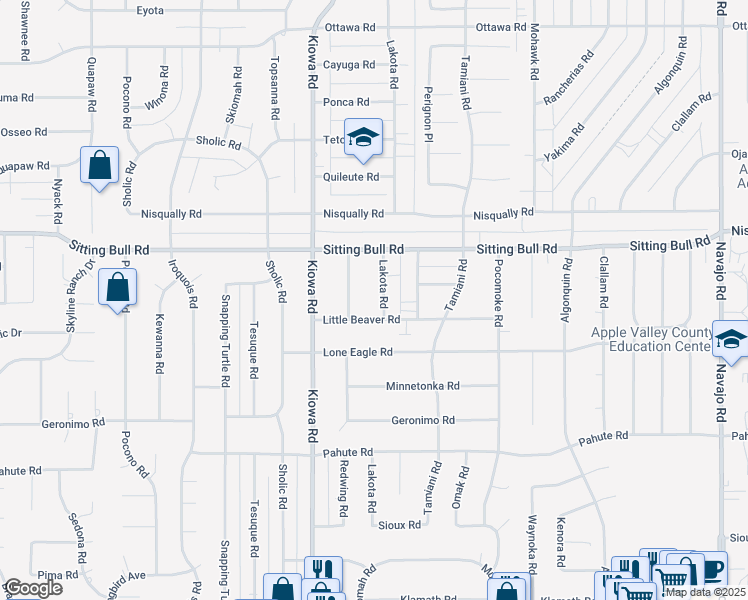 map of restaurants, bars, coffee shops, grocery stores, and more near 12770 Lakota Road in Apple Valley