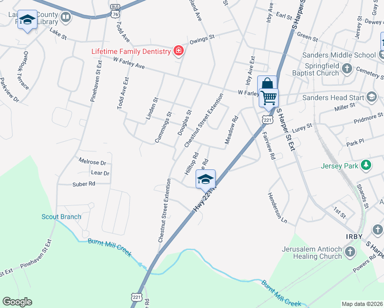 map of restaurants, bars, coffee shops, grocery stores, and more near 104 Hilltop Road in Laurens